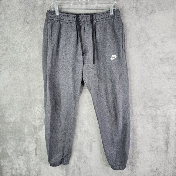Nike Mens Grey Jogger Sweatpants Drawstring Elastic Waist Polyester Cotton L - Picture 2 of 13